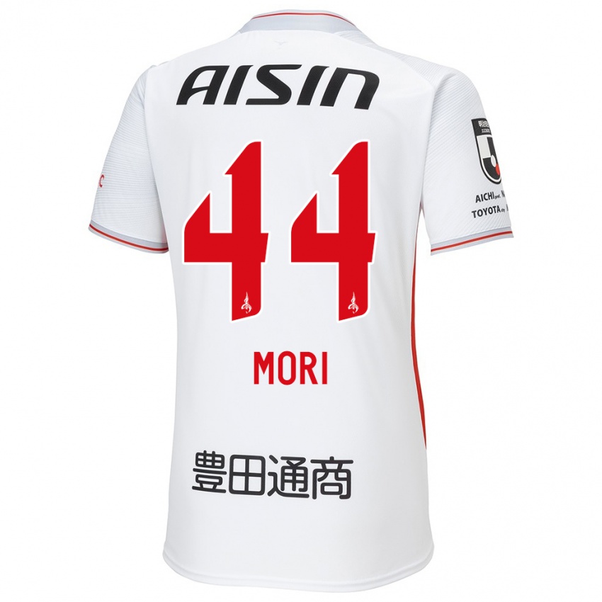 Enfant Maillot Soichiro Mori #44 Blanc Jaune Rouge Tenues Extérieur 2024/25 T-Shirt Suisse