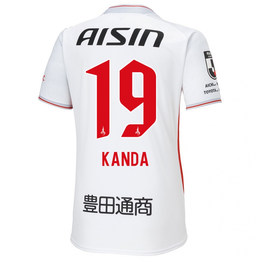 Enfant Maillot Ryu Kanda #19 Blanc Jaune Rouge Tenues Extérieur 2024/25 T-Shirt Suisse