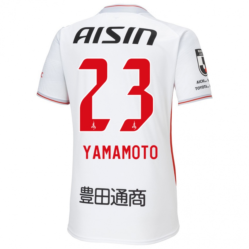 Enfant Maillot Haruki Yamamoto #23 Blanc Jaune Rouge Tenues Extérieur 2024/25 T-Shirt Suisse