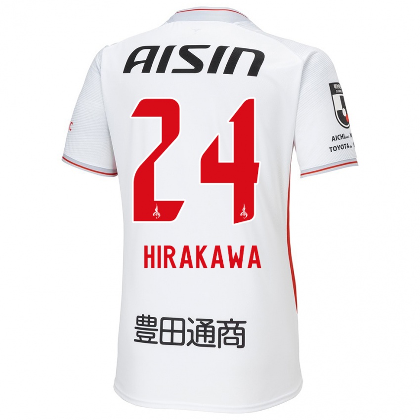 Enfant Maillot Haruto Hirakawa #24 Blanc Jaune Rouge Tenues Extérieur 2024/25 T-Shirt Suisse