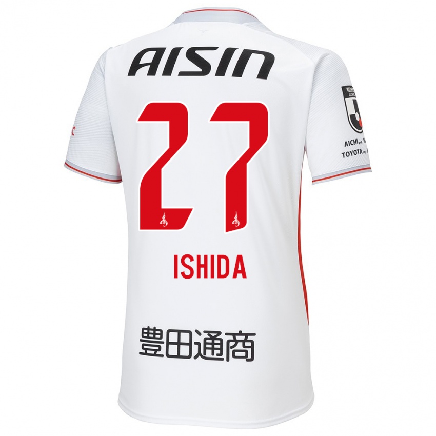 Enfant Maillot Kakeru Ishida #27 Blanc Jaune Rouge Tenues Extérieur 2024/25 T-Shirt Suisse