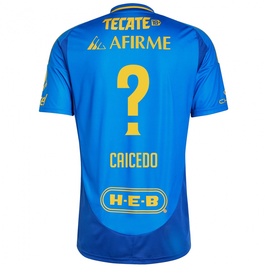 Enfant Maillot Jordy Caicedo #0 Bleu Jaune Tenues Extérieur 2024/25 T-Shirt Suisse