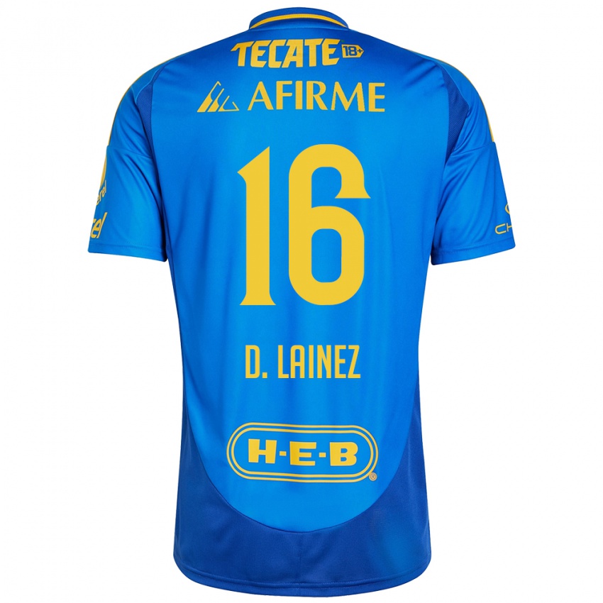 Kinder Diego Lainez #16 Blau Gelb Auswärtstrikot Trikot 2024/25 T-Shirt Schweiz