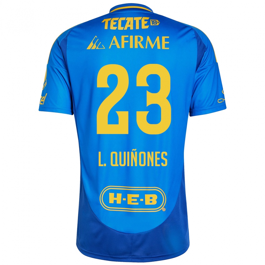 Enfant Maillot Luis Quinones #23 Bleu Jaune Tenues Extérieur 2024/25 T-Shirt Suisse