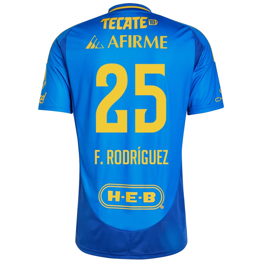 Kinder Felipe Rodríguez #25 Blau Gelb Auswärtstrikot Trikot 2024/25 T-Shirt Schweiz