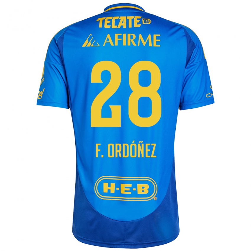 Kinder Fernando Ordóñez #28 Blau Gelb Auswärtstrikot Trikot 2024/25 T-Shirt Schweiz