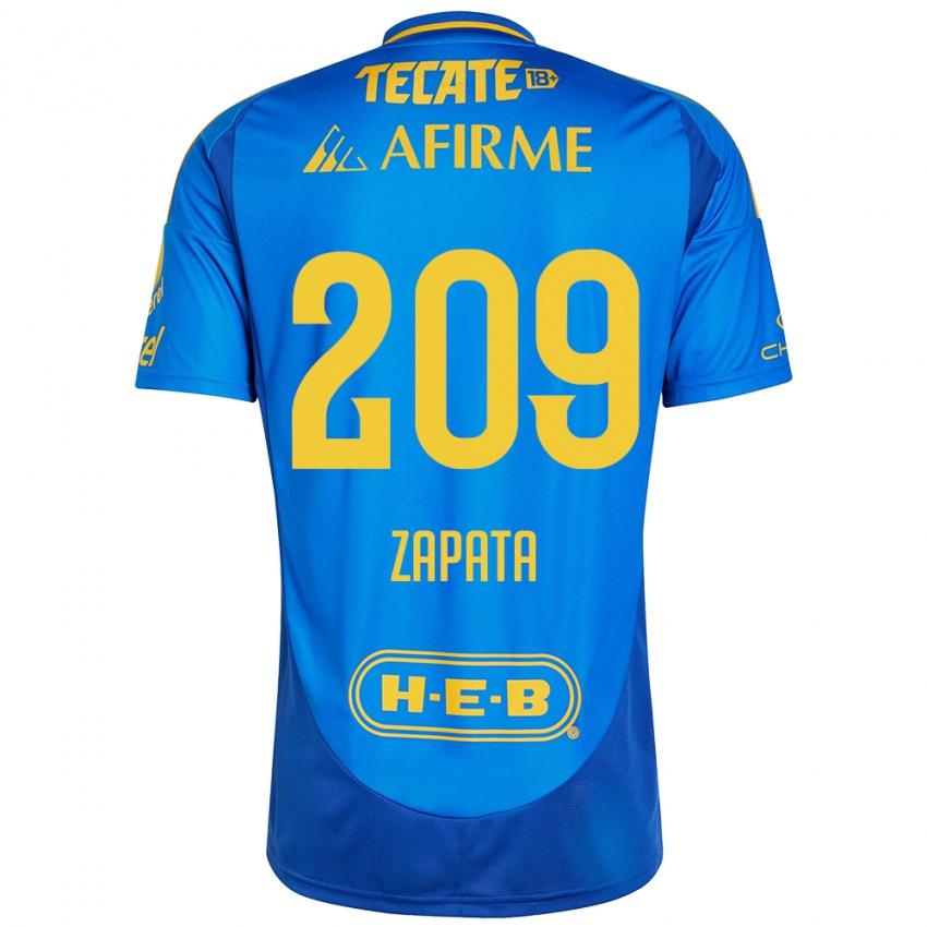 Enfant Maillot Jorge Zapata #209 Bleu Jaune Tenues Extérieur 2024/25 T-Shirt Suisse