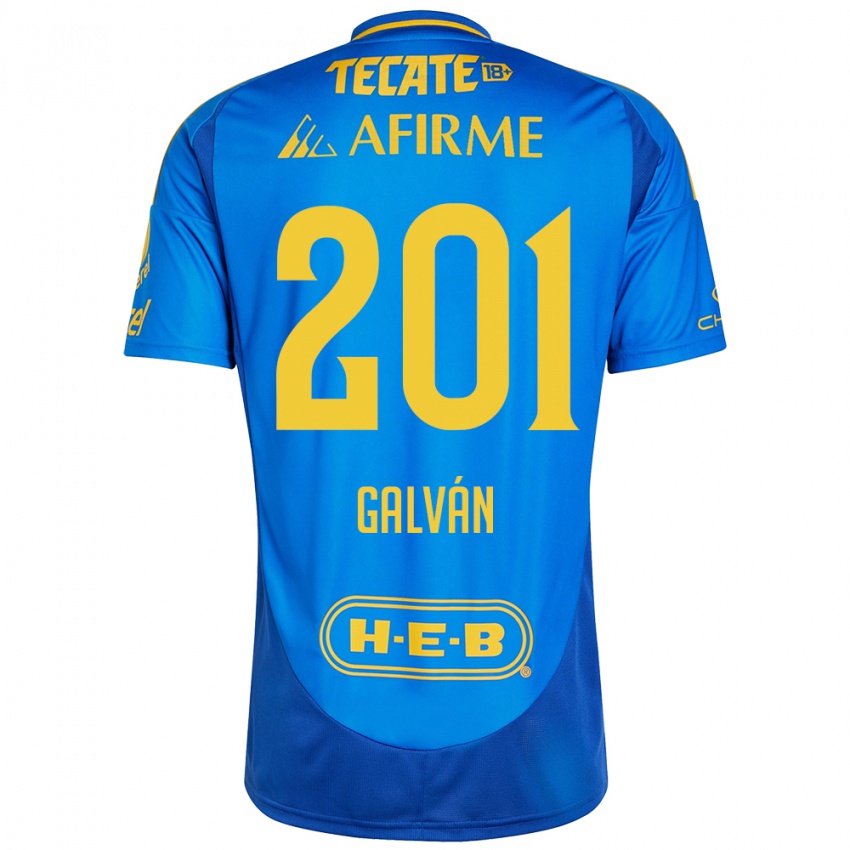 Kinder Isac Galván #201 Blau Gelb Auswärtstrikot Trikot 2024/25 T-Shirt Schweiz