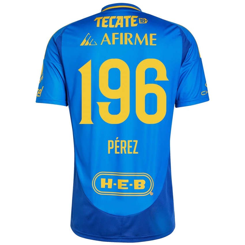 Kinder Axel Pérez #196 Blau Gelb Auswärtstrikot Trikot 2024/25 T-Shirt Schweiz