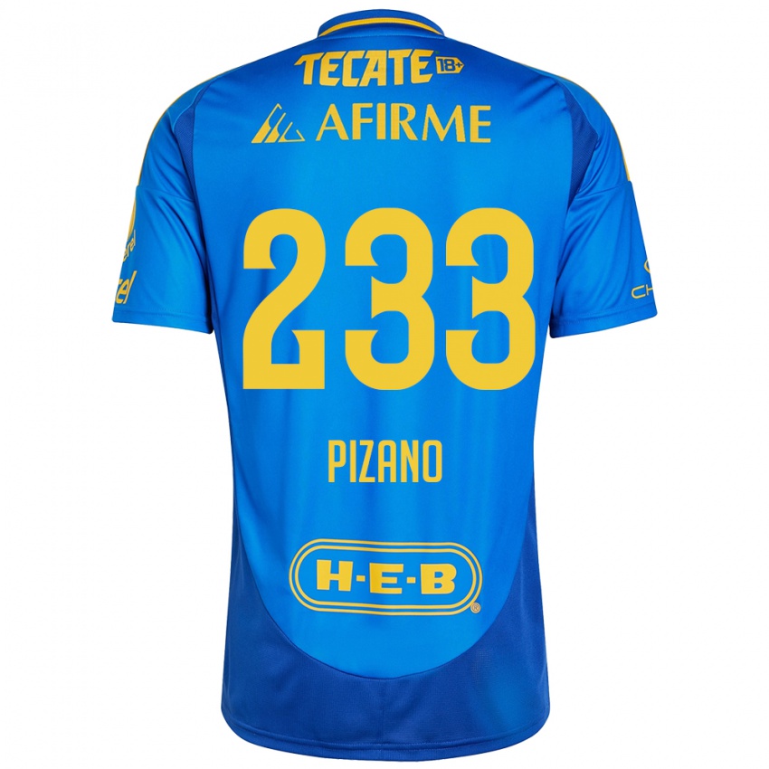 Kinder Juan Pizano #233 Blau Gelb Auswärtstrikot Trikot 2024/25 T-Shirt Schweiz