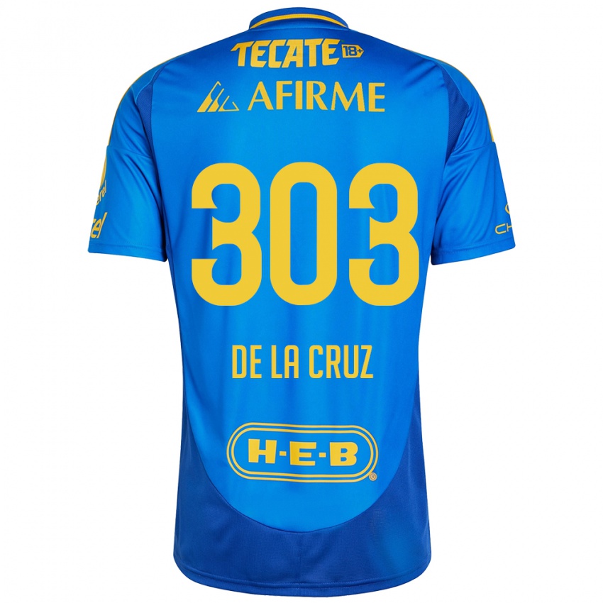 Kinder Erick De La Cruz #303 Blau Gelb Auswärtstrikot Trikot 2024/25 T-Shirt Schweiz