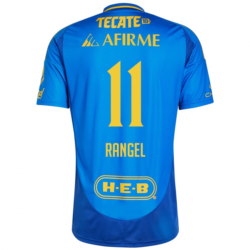 Enfant Maillot Nayeli Rangel #11 Bleu Jaune Tenues Extérieur 2024/25 T-Shirt Suisse