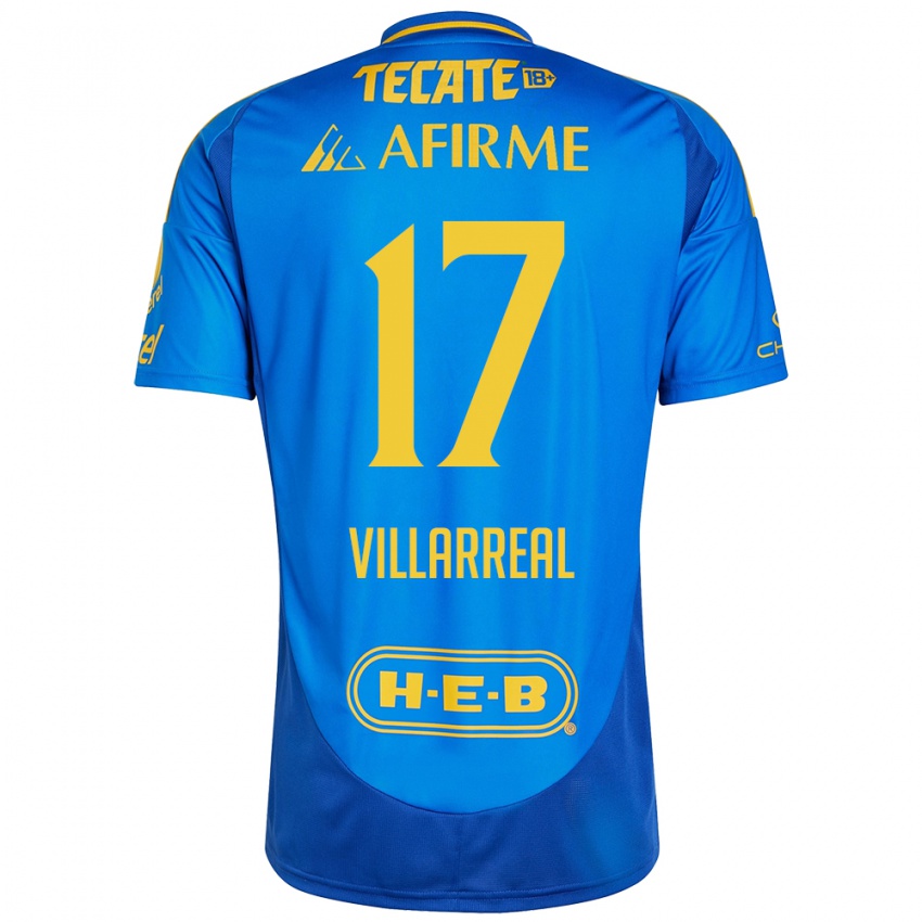 Kinder Natalia Villarreal #17 Blau Gelb Auswärtstrikot Trikot 2024/25 T-Shirt Schweiz