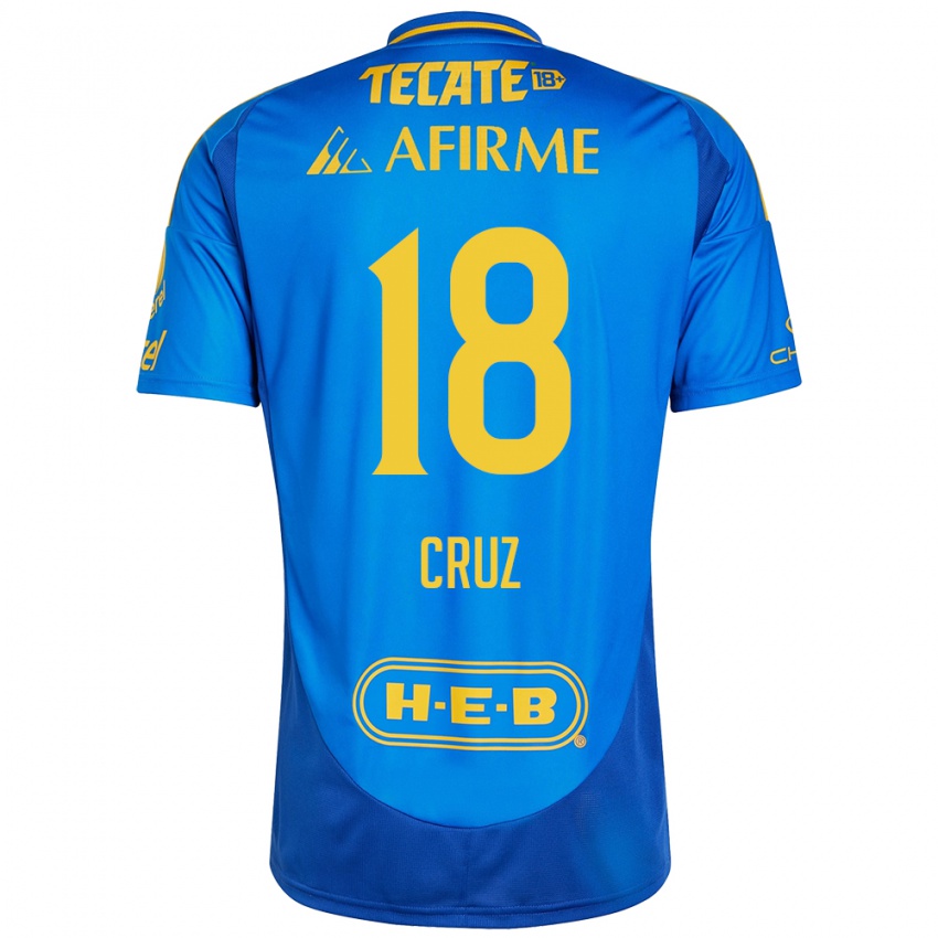 Enfant Maillot Belen Cruz #18 Bleu Jaune Tenues Extérieur 2024/25 T-Shirt Suisse