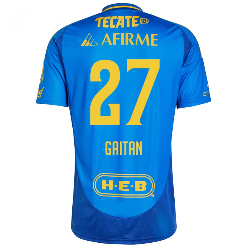 Enfant Maillot Natalia Gaitan #27 Bleu Jaune Tenues Extérieur 2024/25 T-Shirt Suisse