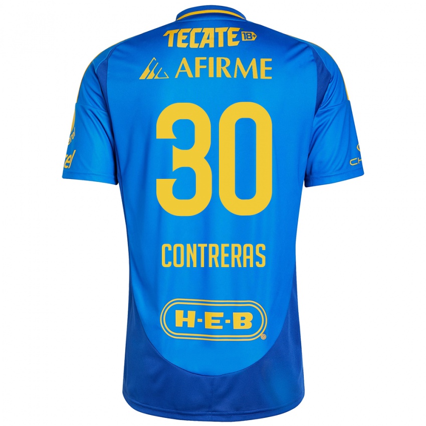 Enfant Maillot Lizeth Contreras #30 Bleu Jaune Tenues Extérieur 2024/25 T-Shirt Suisse