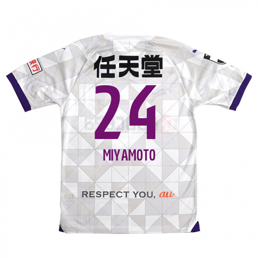 Kinder Yuta Miyamoto #24 Weiß Lila Auswärtstrikot Trikot 2024/25 T-Shirt Schweiz