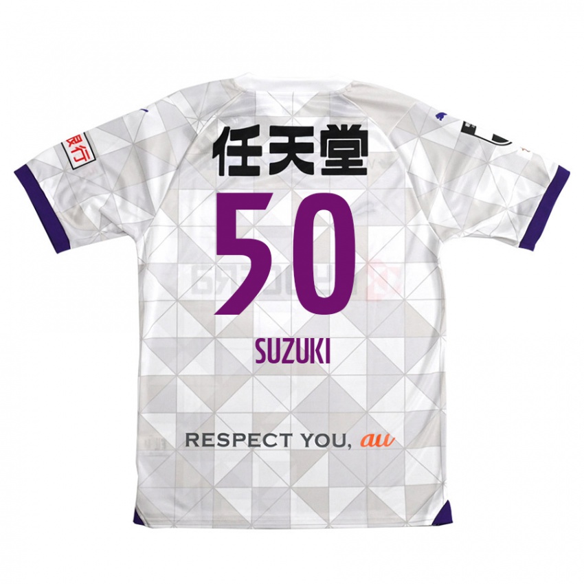 Kinder Yoshinori Suzuki #50 Weiß Lila Auswärtstrikot Trikot 2024/25 T-Shirt Schweiz