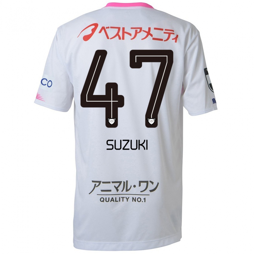 Kinder Daichi Suzuki #47 Weiß Blau Rosa Auswärtstrikot Trikot 2024/25 T-Shirt Schweiz