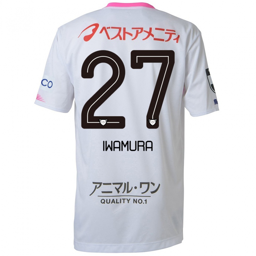 Kinder Junnosuke Iwamura #27 Weiß Blau Rosa Auswärtstrikot Trikot 2024/25 T-Shirt Schweiz