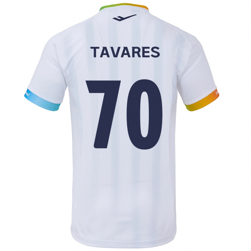 Kinder Ronaldo Tavares #70 Weiß Blau Auswärtstrikot Trikot 2024/25 T-Shirt Schweiz