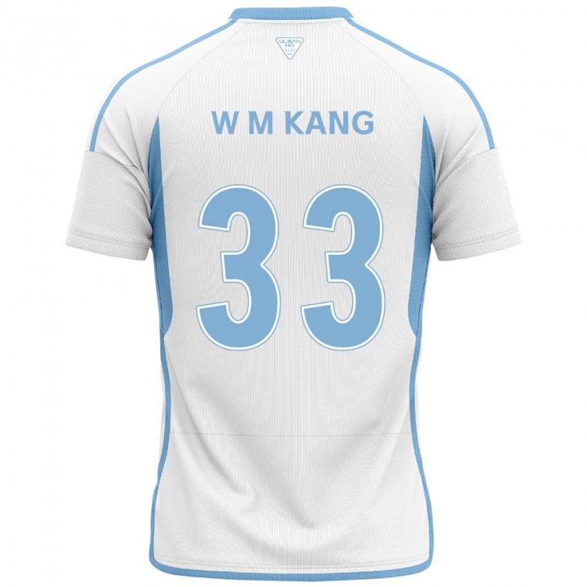 Kinder Min-Woo Kang #33 Weiß Blau Auswärtstrikot Trikot 2024/25 T-Shirt Schweiz