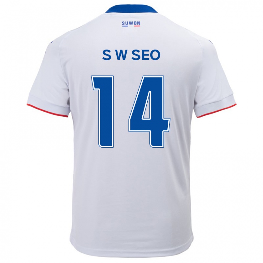 Kinder Woo-Seong Seo #14 Weiß Blau Auswärtstrikot Trikot 2024/25 T-Shirt Schweiz