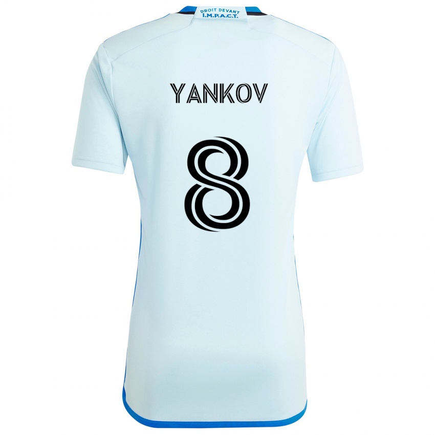 Kinder Dominik Yankov #8 Eisblau Auswärtstrikot Trikot 2024/25 T-Shirt Schweiz