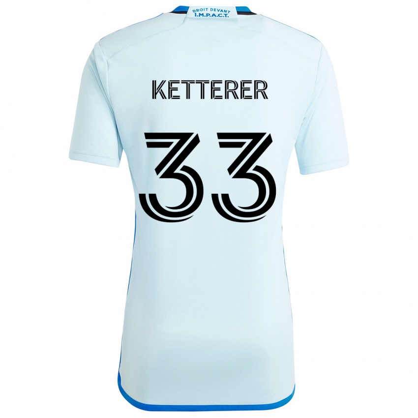 Kinder Logan Ketterer #33 Eisblau Auswärtstrikot Trikot 2024/25 T-Shirt Schweiz