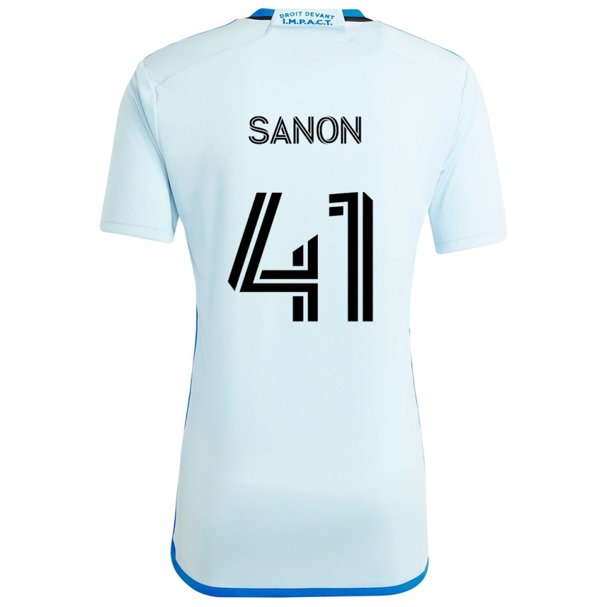 Kinder Jérémy Sanon #41 Eisblau Auswärtstrikot Trikot 2024/25 T-Shirt Schweiz