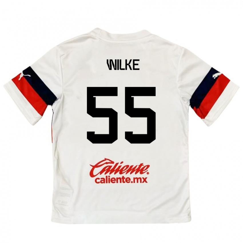 Kinder Teun Wilke #55 Weiß Rot Auswärtstrikot Trikot 2024/25 T-Shirt Schweiz