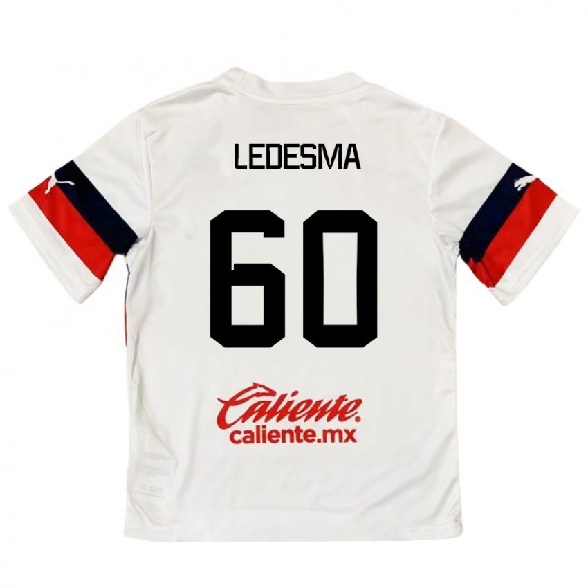 Enfant Maillot Luis Ledesma #60 Blanc Rouge Tenues Extérieur 2024/25 T-Shirt Suisse