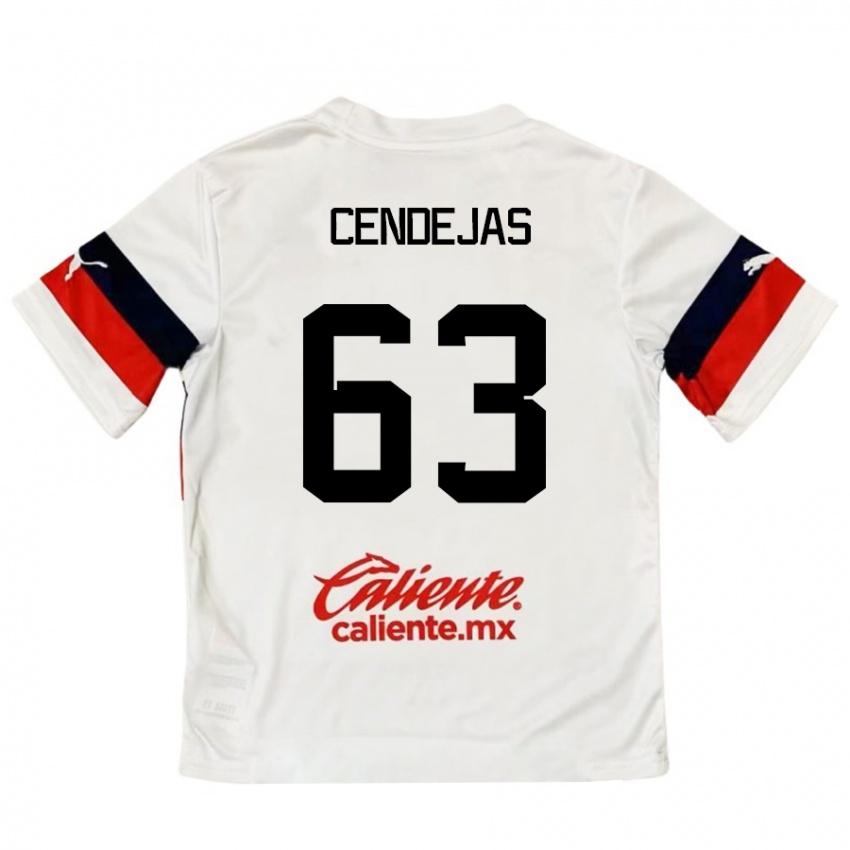 Enfant Maillot Matías Cendejas #63 Blanc Rouge Tenues Extérieur 2024/25 T-Shirt Suisse