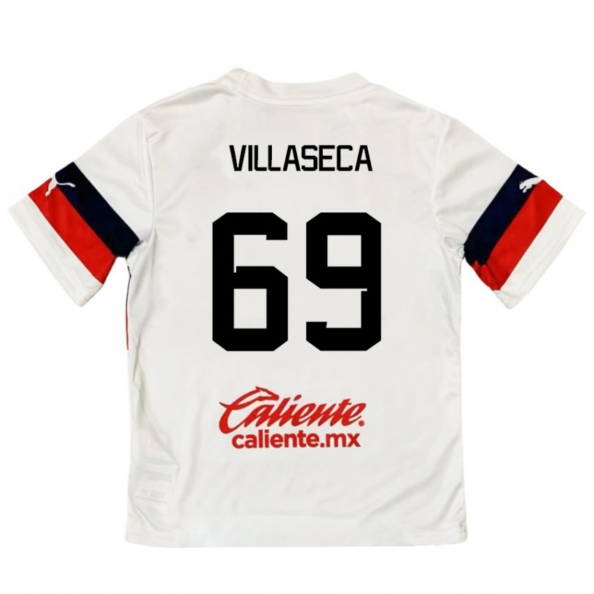 Kinder Daniel Villaseca #69 Weiß Rot Auswärtstrikot Trikot 2024/25 T-Shirt Schweiz