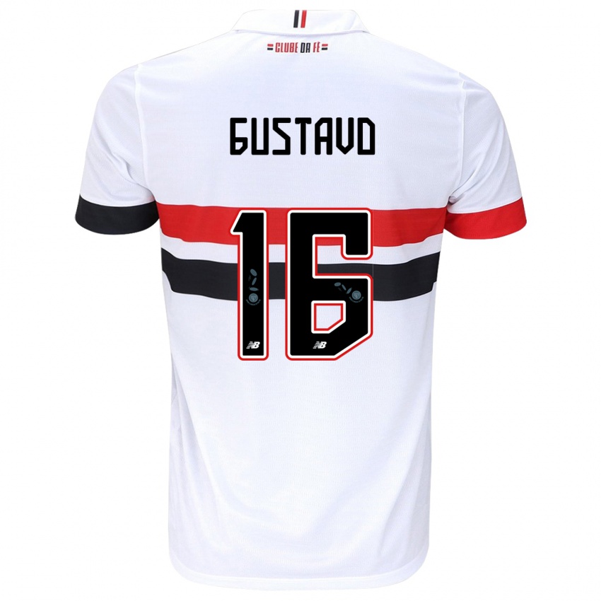 Homme Maillot Luiz Gustavo #16 Blanc Rouge Noir Tenues Domicile 2024/25 T-Shirt Suisse