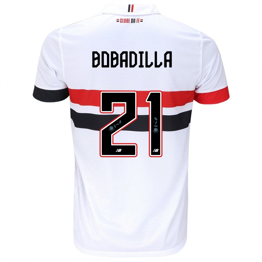 Homme Maillot Damián Bobadilla #21 Blanc Rouge Noir Tenues Domicile 2024/25 T-Shirt Suisse