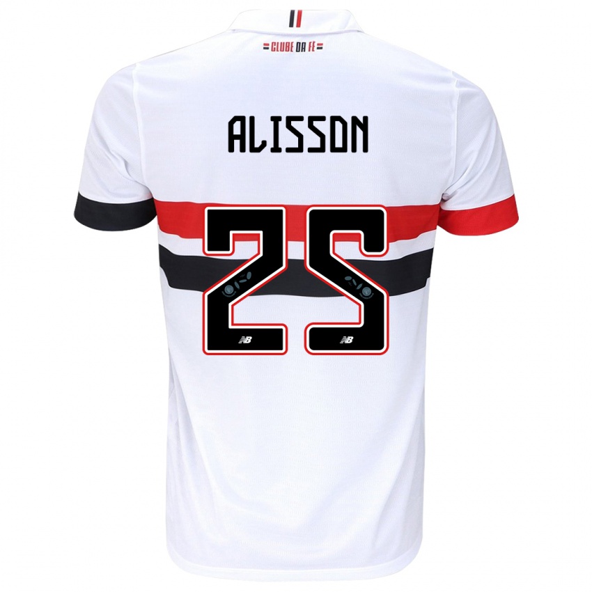 Homme Maillot Alisson #25 Blanc Rouge Noir Tenues Domicile 2024/25 T-Shirt Suisse