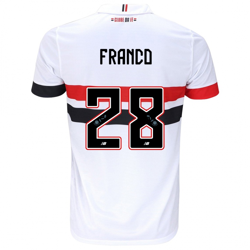 Homme Maillot Alan Franco #28 Blanc Rouge Noir Tenues Domicile 2024/25 T-Shirt Suisse