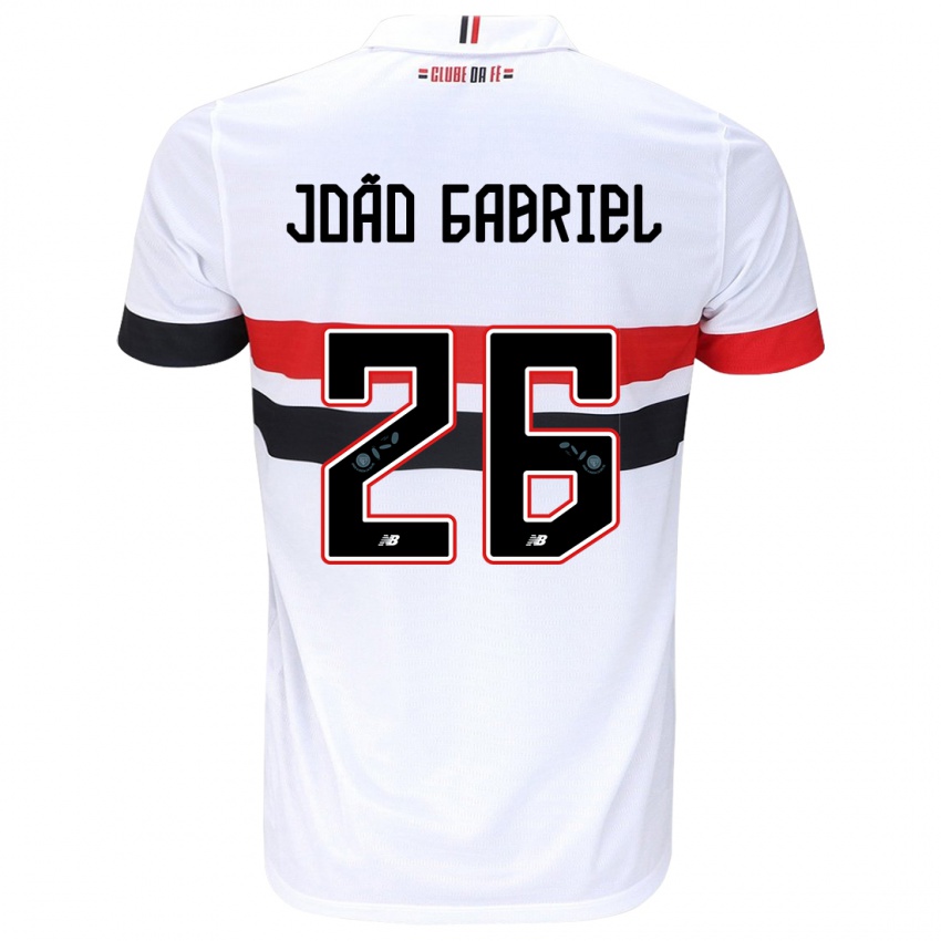 Homme Maillot João Gabriel #26 Blanc Rouge Noir Tenues Domicile 2024/25 T-Shirt Suisse