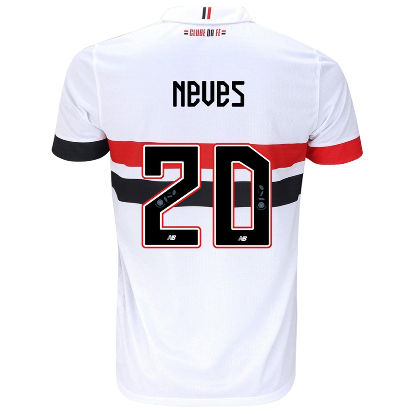 Homme Maillot Gabriel Neves #20 Blanc Rouge Noir Tenues Domicile 2024/25 T-Shirt Suisse