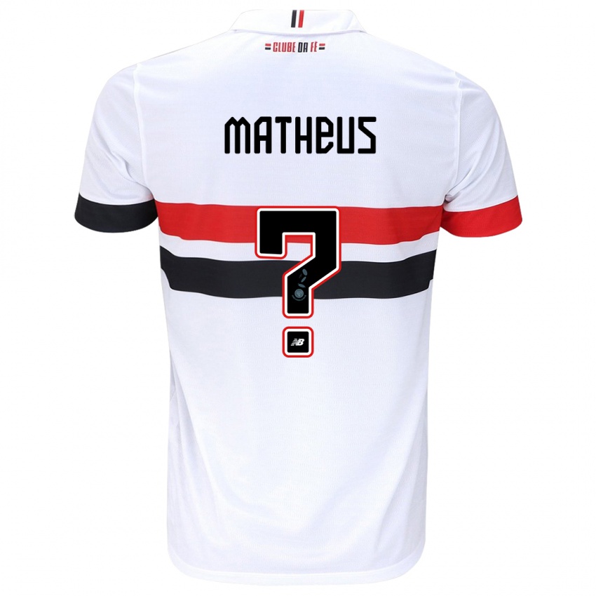 Homme Maillot Guilherme Matheus #0 Blanc Rouge Noir Tenues Domicile 2024/25 T-Shirt Suisse