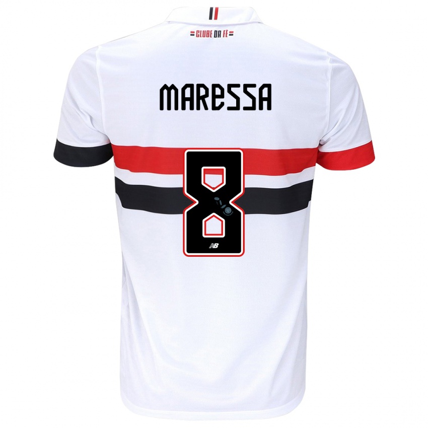 Homme Maillot Maressa #8 Blanc Rouge Noir Tenues Domicile 2024/25 T-Shirt Suisse