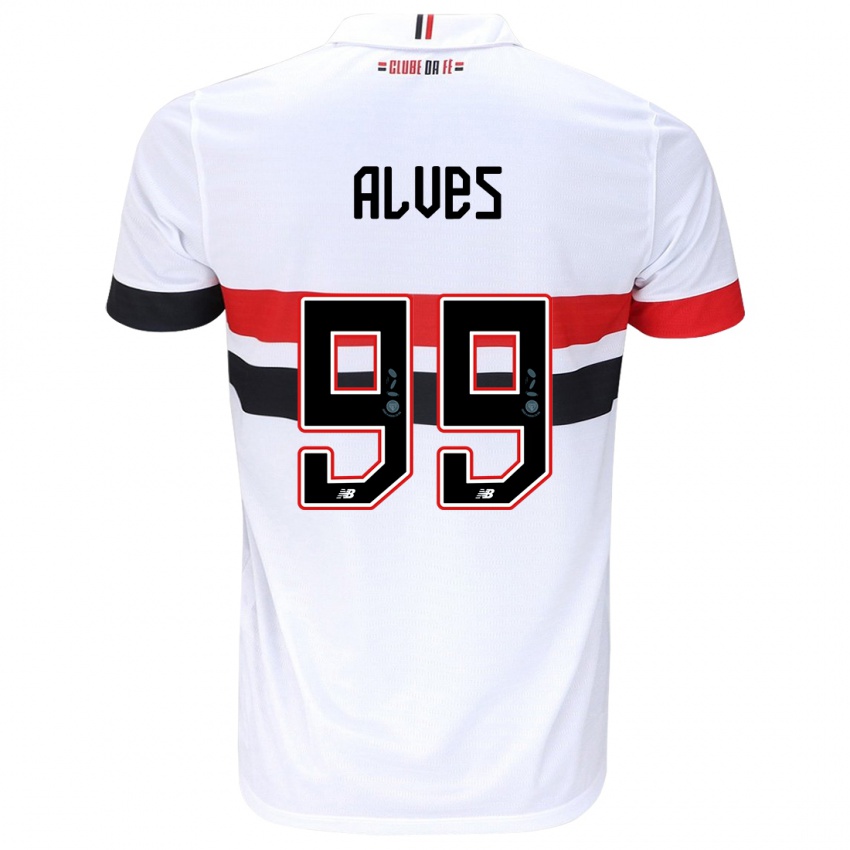 Homme Maillot Letícia Alves #99 Blanc Rouge Noir Tenues Domicile 2024/25 T-Shirt Suisse