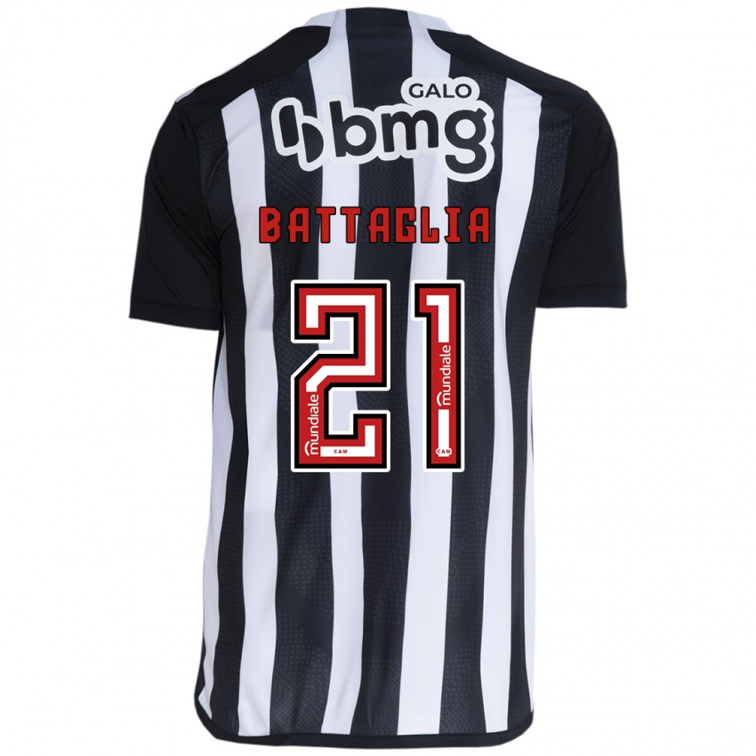 Homme Maillot Rodrigo Battaglia #21 Blanc Noir Tenues Domicile 2024/25 T-Shirt Suisse