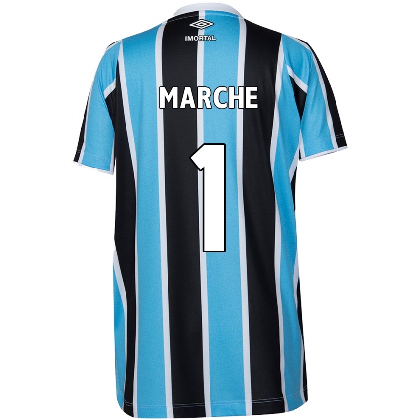 Homme Maillot Agustin Marchesin #1 Bleu Noir Blanc Tenues Domicile 2024/25 T-Shirt Suisse