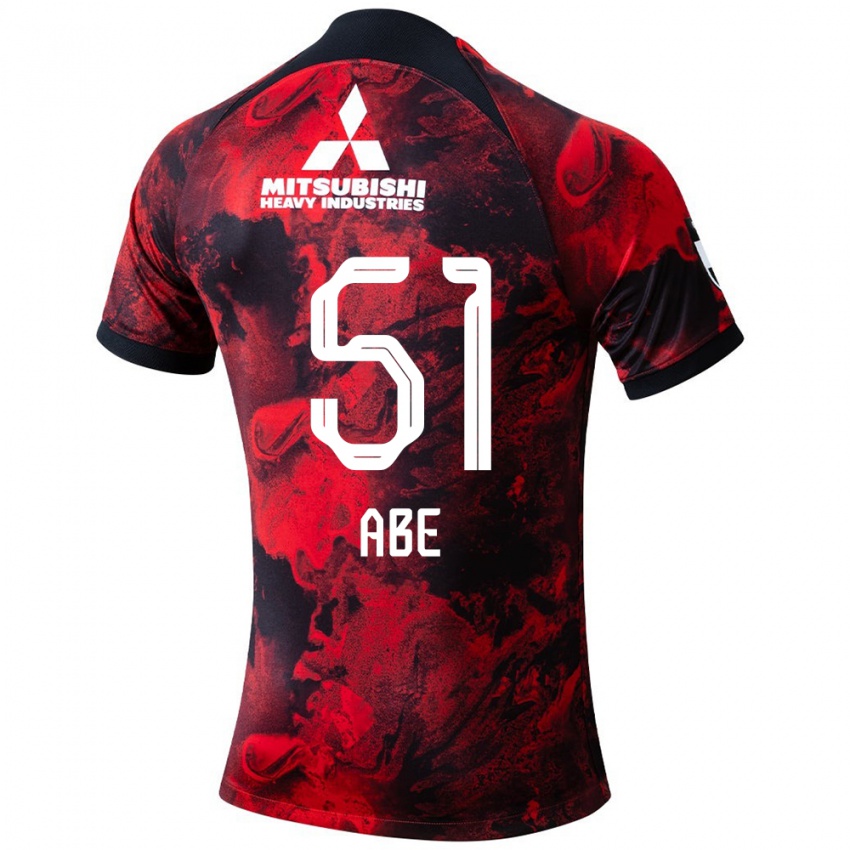 Homme Maillot Shintaro Abe #51 Rouge Noir Tenues Domicile 2024/25 T-Shirt Suisse