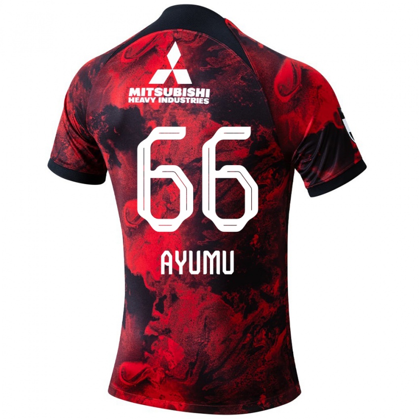 Homme Maillot Ayumu Ohata #66 Rouge Noir Tenues Domicile 2024/25 T-Shirt Suisse