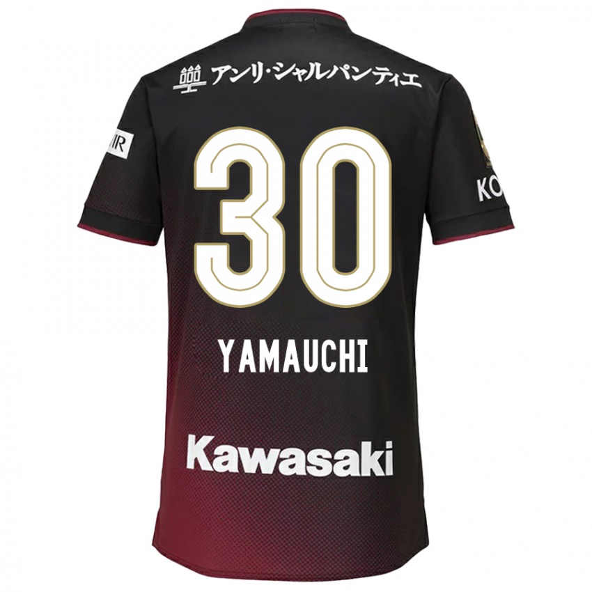 Homme Maillot Kakeru Yamauchi #30 Noir Rouge Tenues Domicile 2024/25 T-Shirt Suisse