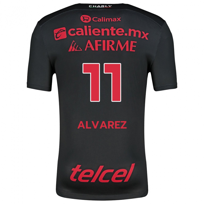 Homme Maillot Efraín Álvarez #11 Noir Rouge Tenues Domicile 2024/25 T-Shirt Suisse