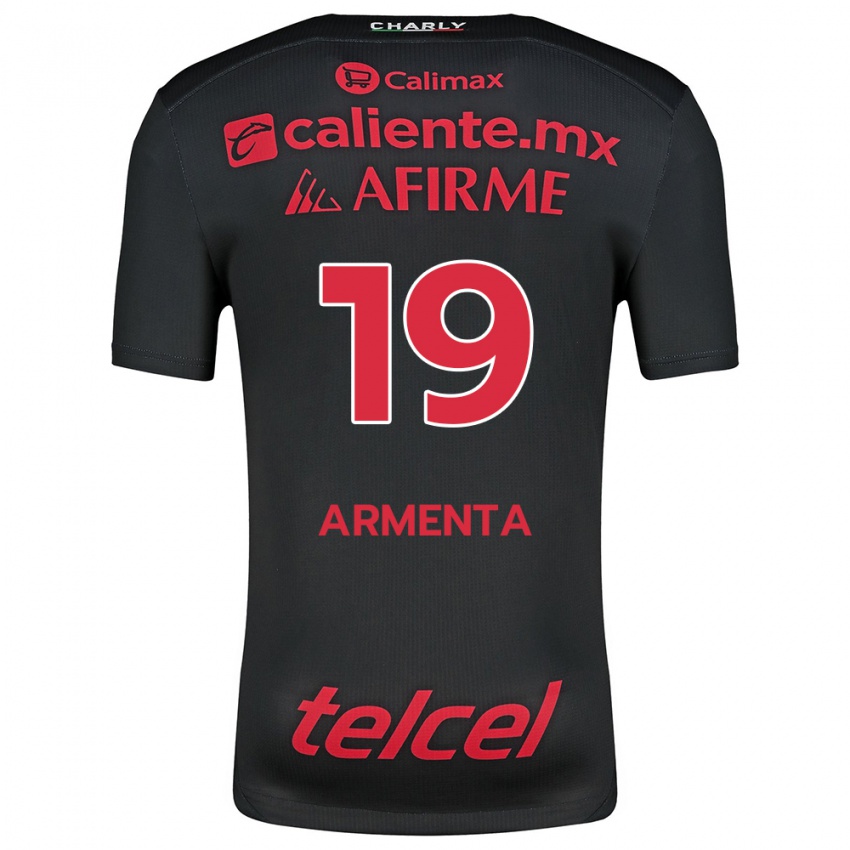 Homme Maillot Eduardo Armenta #19 Noir Rouge Tenues Domicile 2024/25 T-Shirt Suisse